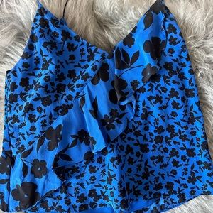 Alice + Olivia Blue and Black Floral Camisole